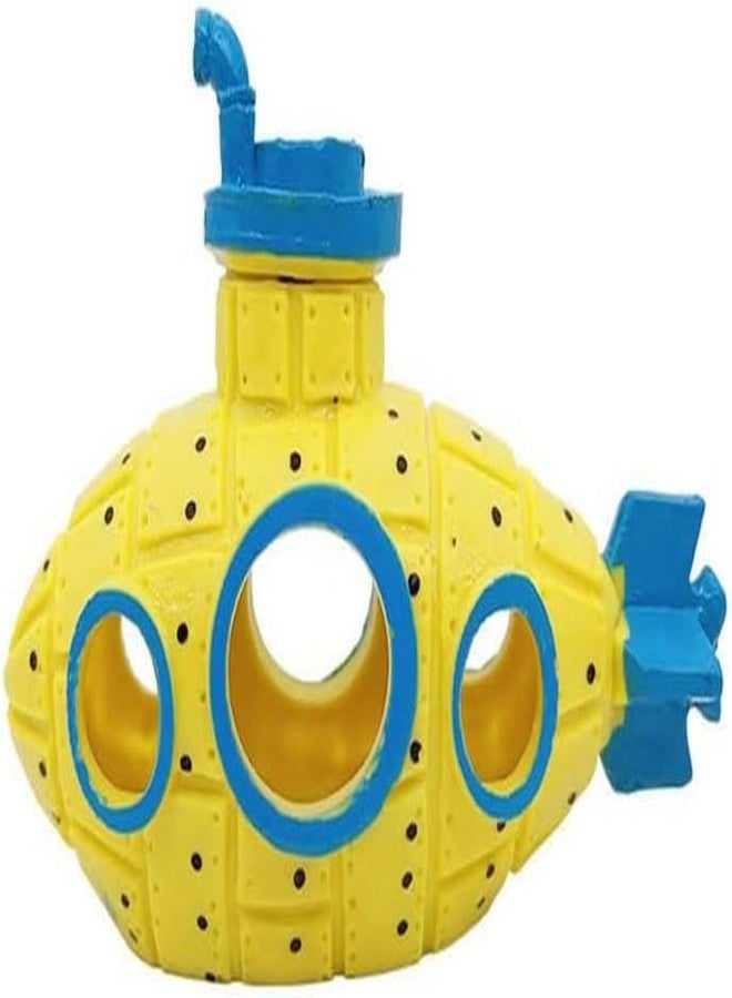 WinldMonmo Yellow Floating Submarine Ornament for Fish Tank - Cute Retro Style Resin Decor, Safe Tankmate Toy for Betta, Cichlids, Goldfish, Shrimp, Hermit Crabs, Aquarium Accessory - Image 1